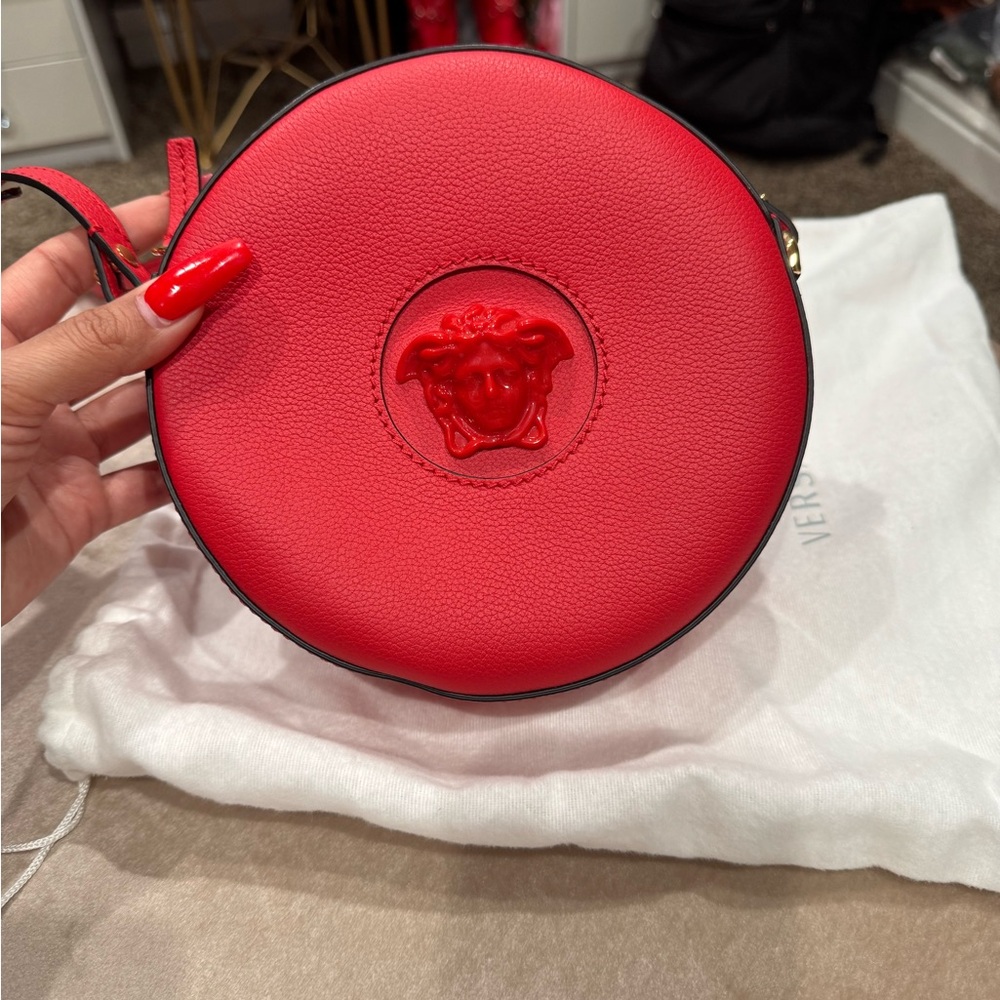 Versace Red Round Crossbody Bag